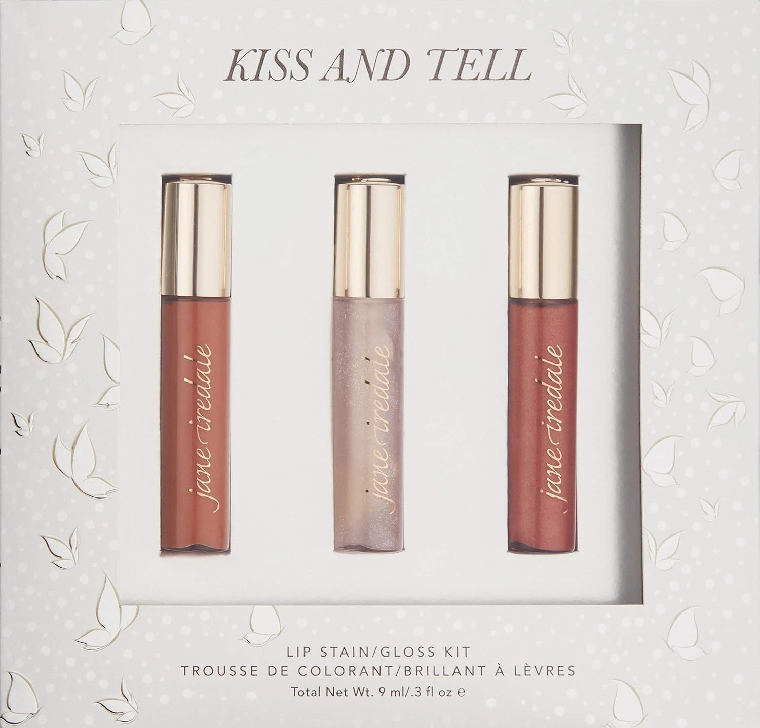 Jane Iredale Kiss and Tell Lip Stain Gloss Kit Limited Edition New 670959330703
