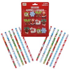 Christmas Themed Pencils and Erasers - Varied Designs