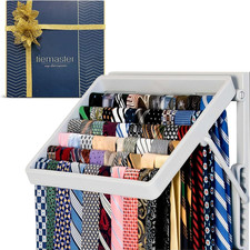 Space-Saving Wall-Mounted Tie Scarf Organizer - Holds 60 Pieces, Easy Install