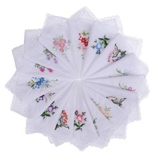 30pcs Women Floral Handkerchiefs Vintage Floral Embroidered Cotton Ladies Han...