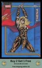Thena 2026 Topps Chrome Marvel Comics #176 Blue Refractor /150