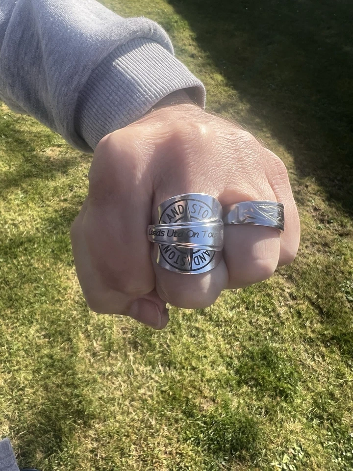 Norwich City Canaries Stone Island Silver Plated Statement Ring / Thumb Ring - Image 3 of 4