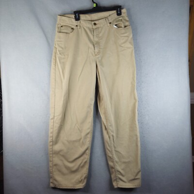 LL Bean Jeans Womens Size 18 M to T Biege Basic Classic Rugged Khaki Norm