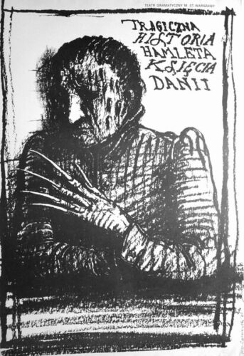 Vintage theater art poster by Czerniawski "The Tragic Story of Hamlet" 1980 - Afbeelding 1 van 1