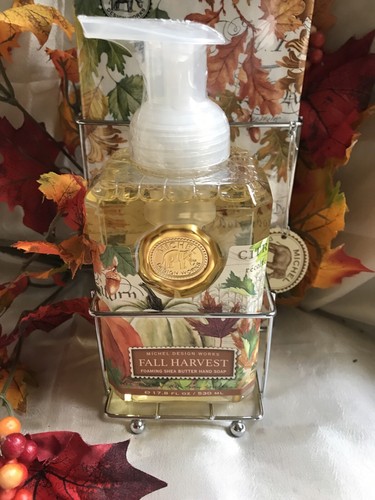 MICHEL DESIGN WORKS FALL HARVEST SET FOAMING SHEA BUTTER HAND SOAP NAPKINS CADDY - Picture 2 of 4