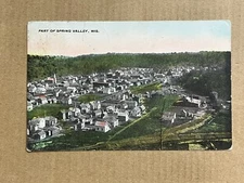 Postcard Spring Valley Wisconsin Aerial View Town Vintage UDB PC