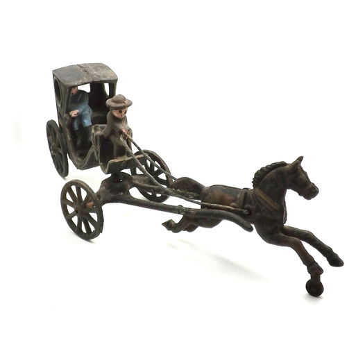 Antique Cast Iron Horse and Buggy Carriage Original Toy Animated Rare