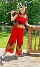 Summer Set with Frill Trim Shirt Loose Pant Comfort Charming Clothes For Women