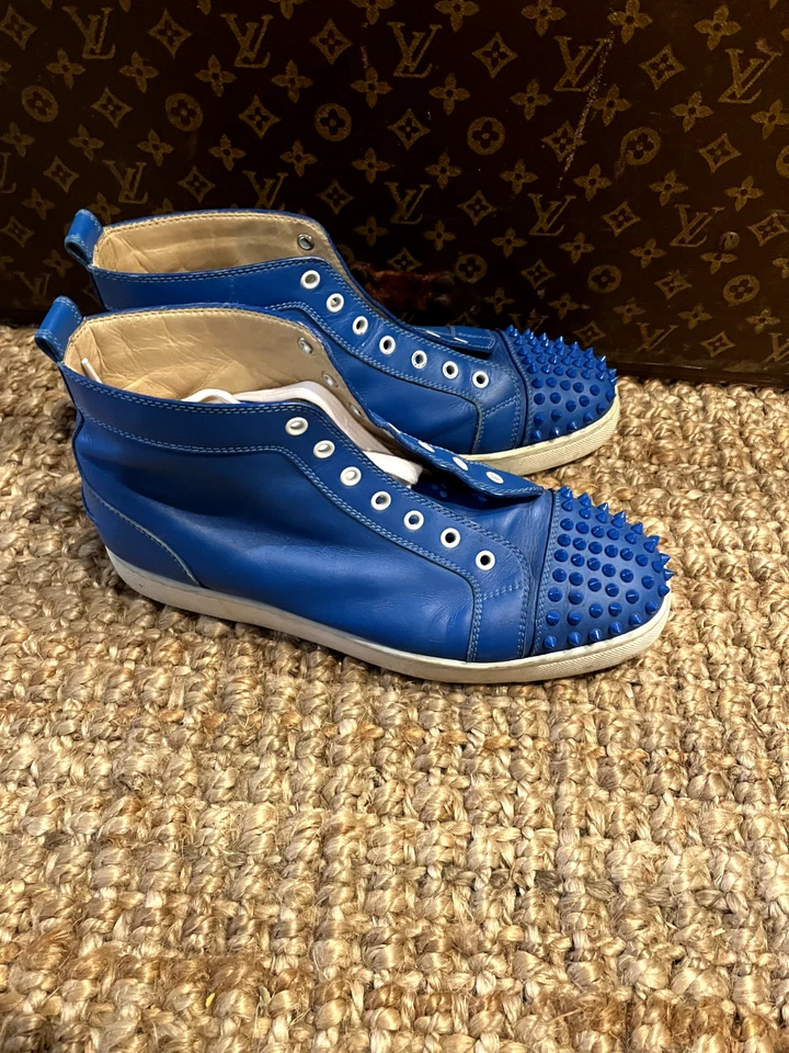 AUTÉNTICAS ZAPATILLAS PLANAS CHRISTIAN LOUBOUTIN High Top Spikes Orlato Azul Talla 44 Foto 4 de 4