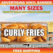 CURLY FRIES Advertising Banner Vinyl Mesh Sign potato burger fried ketchup truck