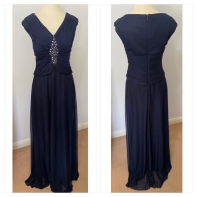 Jessica Howard Navy Blue With Sequin Pattern Long Dress Size 10