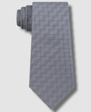  70 Dkny Men's Gray Grid Slim Silk Neck-Tie Size 58 x 2.75