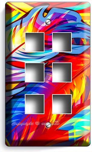 COLORFUL ABSTRACT FIREBIRD FEATHERS LIGHT SWITCH OUTLET WALL PLATE HD ROOM DECOR - Picture 24 of 34