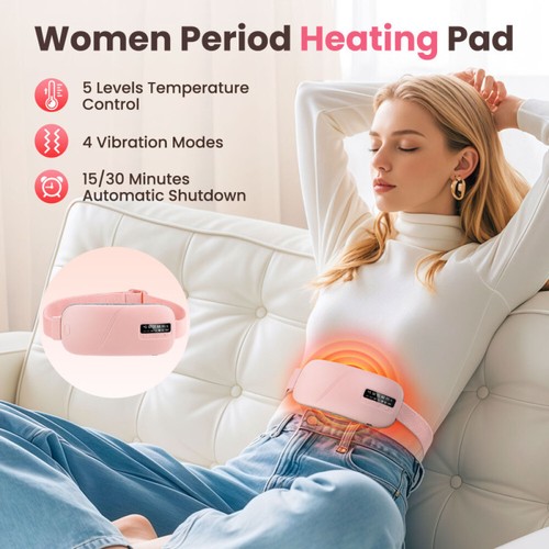 Cordless Portable Heating Pad Period Cramp Relief 5 Heat Levels Massage 4 Modes
