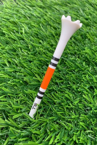 100 Golf Tees 3 1/4" TRUESTRIKE Orange and Black Striped 3.25 Premium Tees - Picture 3 of 5