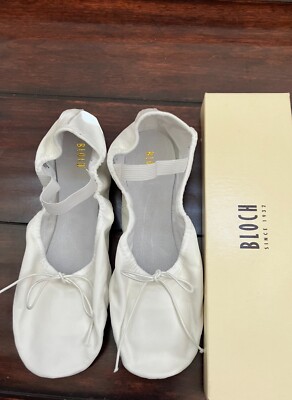 New Bloch Dansoft #S0205L Ladies White Full Sole Leather Ballet Dance Shoes