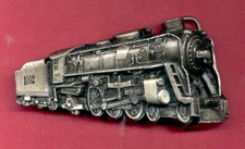 Vintage 4-6-2 STEAM ENGINE - 3D BRASS BELT BUCKLE - Railroad Train CUT OUT
