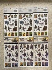 Lot of 6 Star Wars Mandalorian Character and Symbols Sticker Sheet 4-Pack New