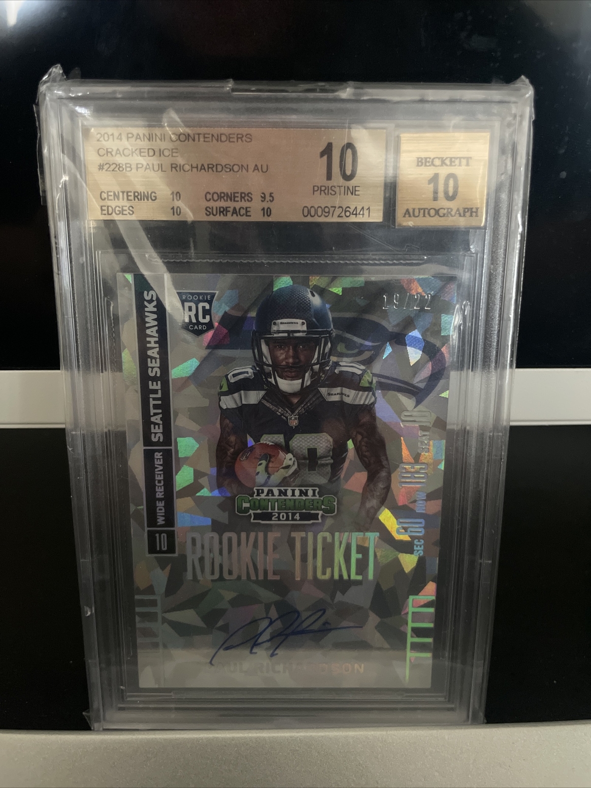 Paul Richardson Panini Contenders #228 Ball in Right Hand-Autograph-Cracked Ice
