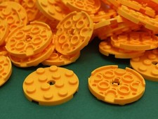 LEGO Plate, 4 x 4 Round With Hole & Snapstud, B. L. Orange, No. 60474, 10 Pieces