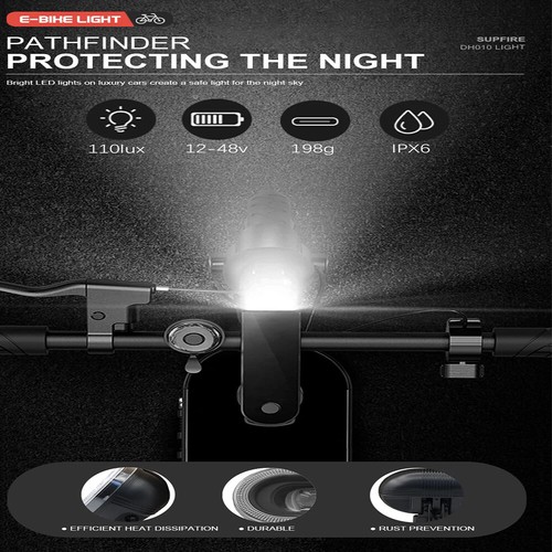 E-Bike 12V-48V 2 pin LED Headlight Front Light For Mountain/Snowmobile Bike - Picture 5 of 17