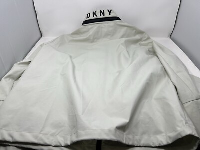 DKNY Sport Windbreaker Jacket Womens L Cream Full Zip Packable