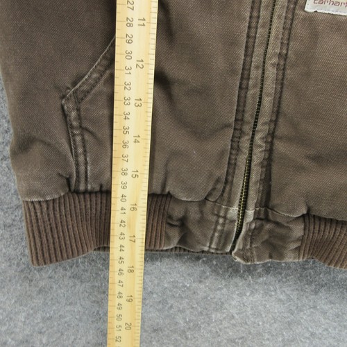 Carhartt Jacket Youth XS (6) Brown Canvas Full Zip Hooded Coat Faded Boys Kids - Picture 5 of 18