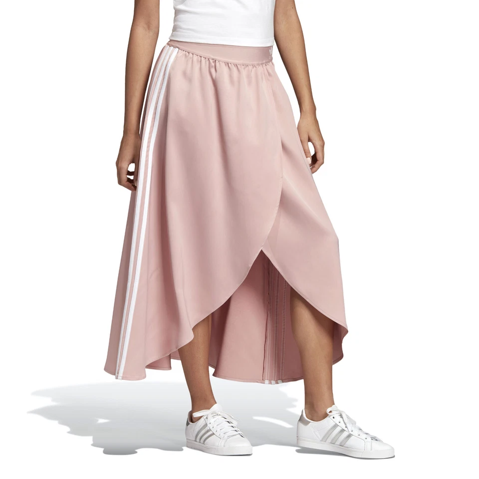 adidas Originals Women's Trefoil Asymmetric High-Low Splint Front Satin Skirt - Image 4 of 4