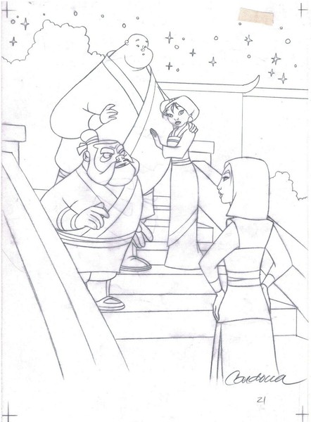Disney's Mulan - Dibujo de producción original - Cardona - Firmado