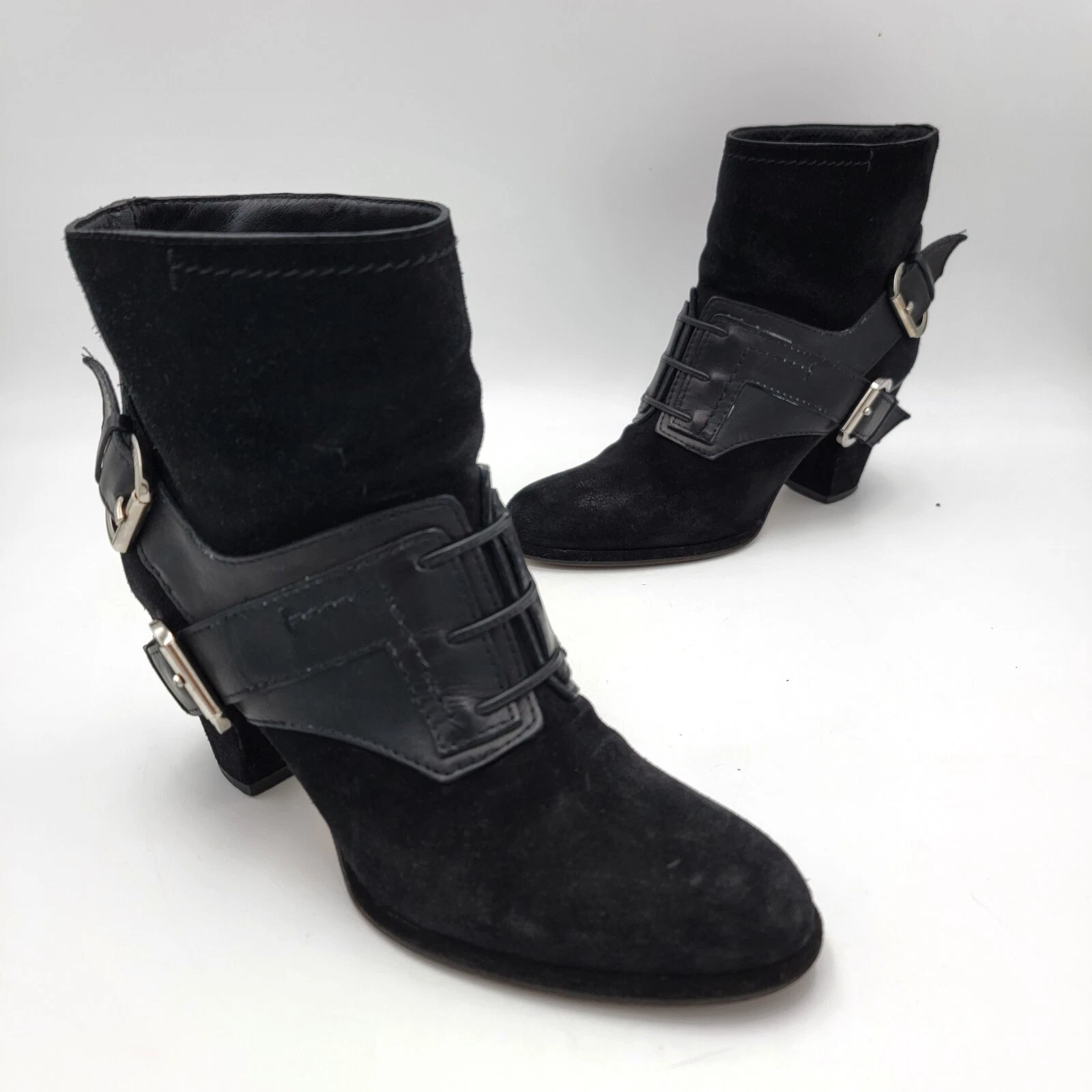 Bottes cheville pour femme Christian Dior logo côté daim noir bottines UE 37,5