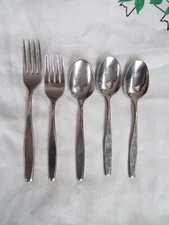 LOT OF 5 AMERICAN STAINLESS [IS] STAINLESS  SPOONS + Forks