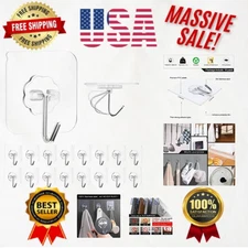 16 Pack Modern Adhesive Hooks - Heavy-Duty, Clear & Stainless for Towel, Coat