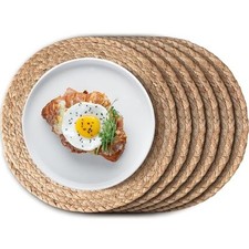 Round Woven Placemats Set of 6, Boho Rattan Place Mats, 12 Inch Set of 6