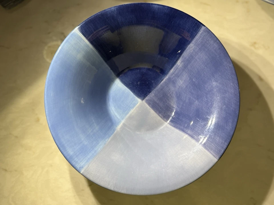 Set of 3 Quadrettini Tabletops Unlimited 9” Pasta Bowls Hand painted Blue Ombré - Image 2 of 4