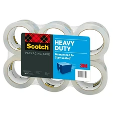 Scotch 3M Storage Packing Tape 6 Rolls Heavy Duty Shipping Moving, stays Sealed.