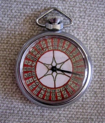 FINE SCARCE VINTAGE DICE ROULETTE MECHANICAL GAMBLING POCKET WATCH STYLE DEVICE