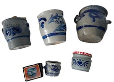 4x Alter Steingut Schmalztopf Gurkentopf Salz Topf 