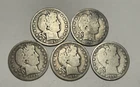 1892 G-VG, 1894 G-VG,1894 S G-VG, 1898 S GOOD AND 1899 O G-VG BARBER HALF DOLLAR