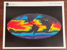 Vintage NASA: Global Sea Surface Temperature, 8 x 10 Lithograph