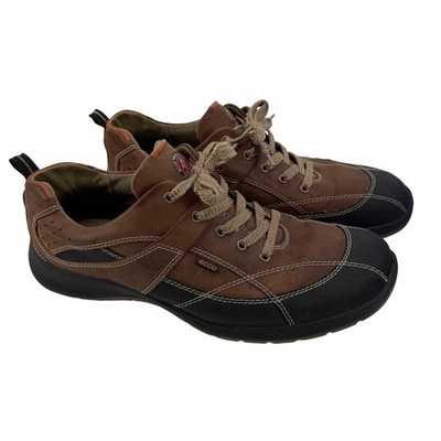 ECCO Walkathon Mens Brown Black Leather Lace Up Walking Shoes Size EU 46 US 12