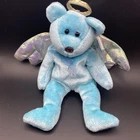 Vtg. Ty Beanie Baby Halo the Angel Bear (blue) Irid wings MNWT