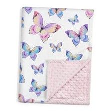 Kid Blankets for Girls 30 x 40 - Kids Throw Minky Blankets with Butterfly