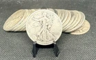 Full Roll (20) 90% Silver Walking Liberty Half Dollars (Circulated Condition)