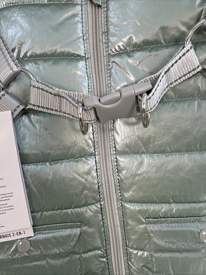 Abrigo para perro Martha Stewart GRANDE verde iridiscente arnés chaqueta acolchada polar Foto 3 de 4