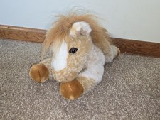 Aurora Flopsies Brown Horse Paint Tan White Head Plush Stuffed Animal 11"