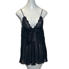 Victoria  s Secret S Black Babydoll Nightie Lace Sheer Lingerie Adjustable 2005