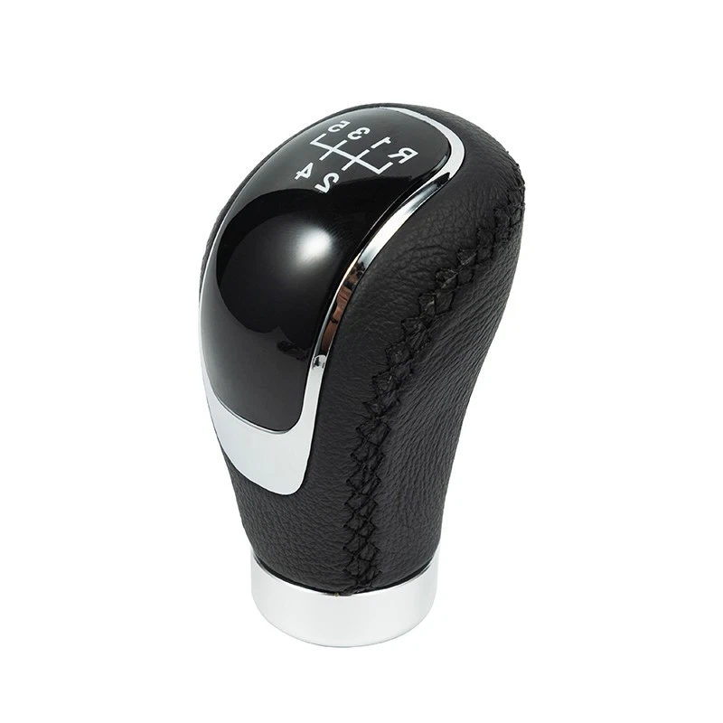 Universal Fit Pu Leather Car Manual Gear Stick Shift Knob Shifter + 3 Caps - Image 2 of 4