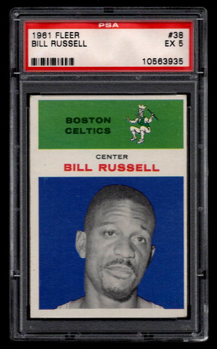 BILL RUSSELL 1961 FLEER #38 BASKETBALL CARD PSA 5 EXCELLENT HOF BOSTON CELTICS .