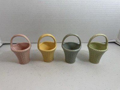 Hallmark Easter Mini Pastel Handled Ceramic Baskets, Set of 4,3.5 H X 2 W