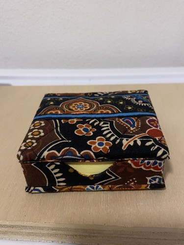 Vera Bradley Brown Paisley Sticky Note Holder Case Desk Caddy
